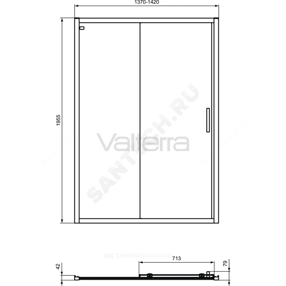 Дверь душевая алюминиевый профиль, белый CONNECT 2 Sliding door Ideal Standard