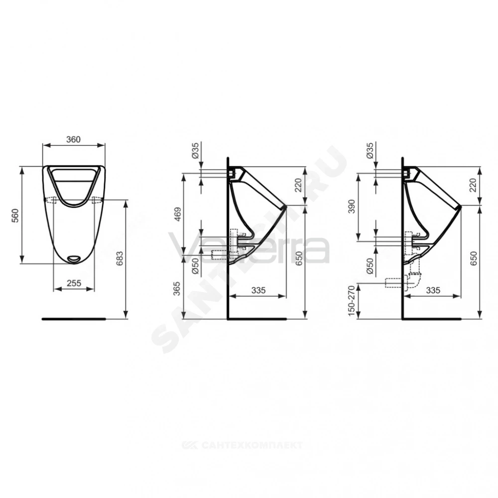 Писсуар настенный EUROVIT Ideal Standard