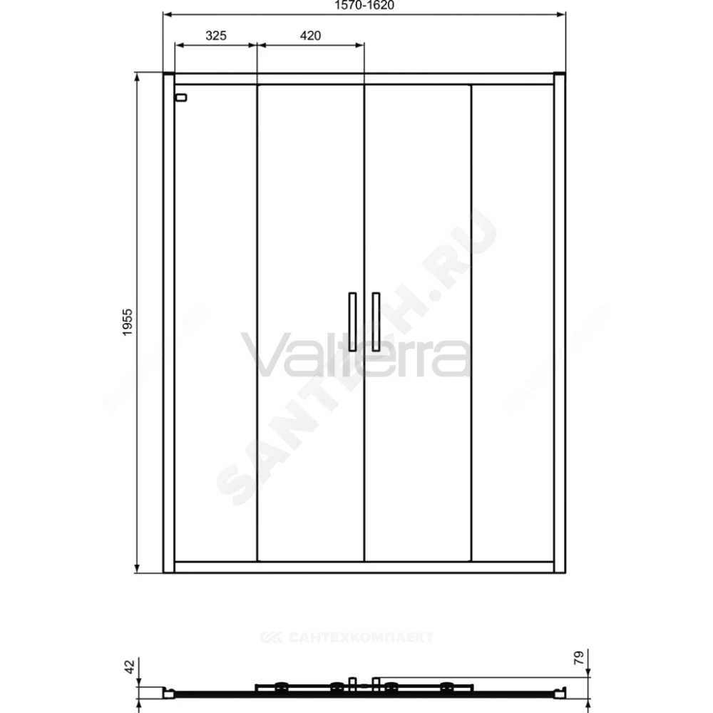 Дверь душевая алюминиевый профиль, белый CONNECT 2 Sliding door Ideal Standard