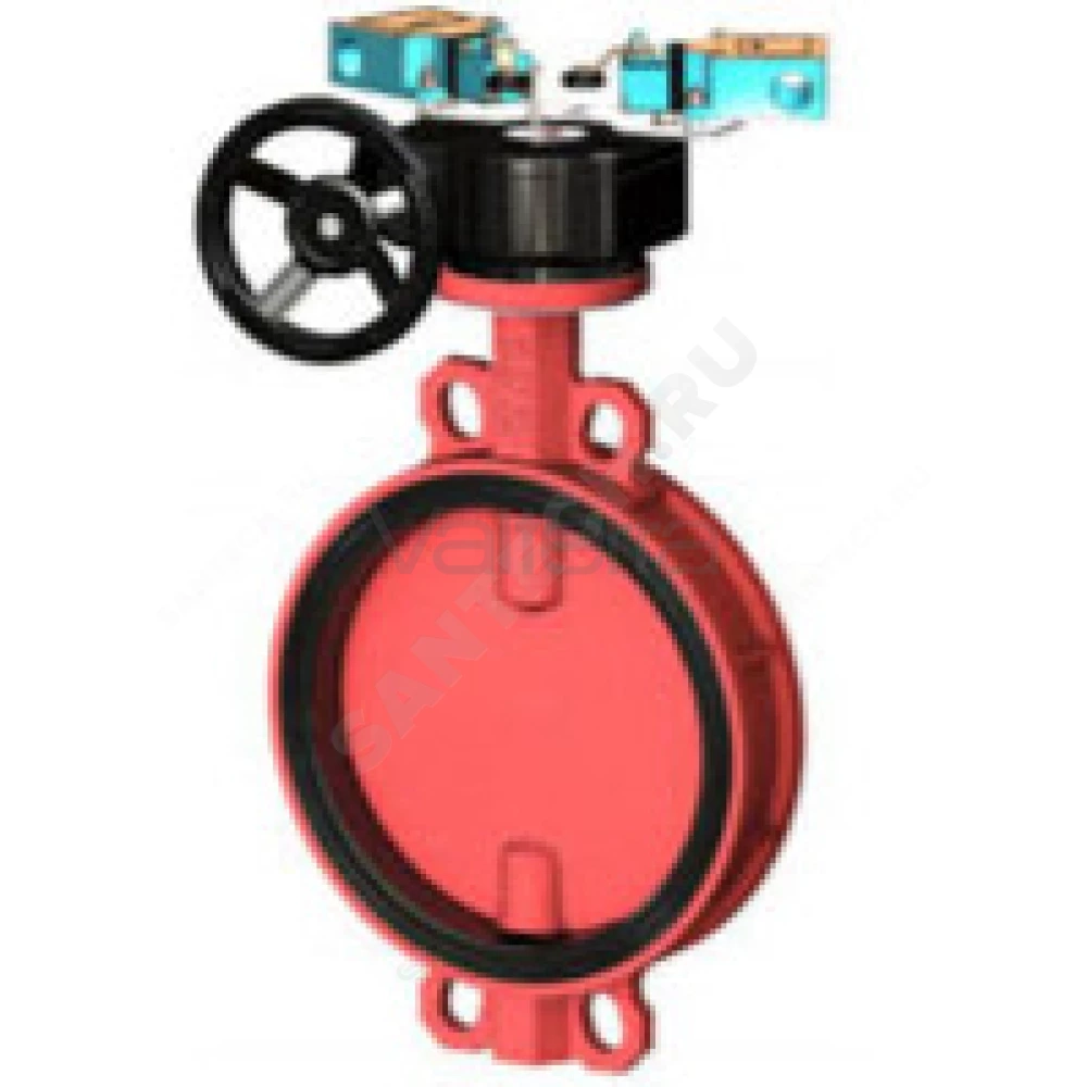 Затвор дисковый поворотный чугун VPI4448R2C-08EP Ру16 межфл с редуктором для систем пожаротушения Tecofi
