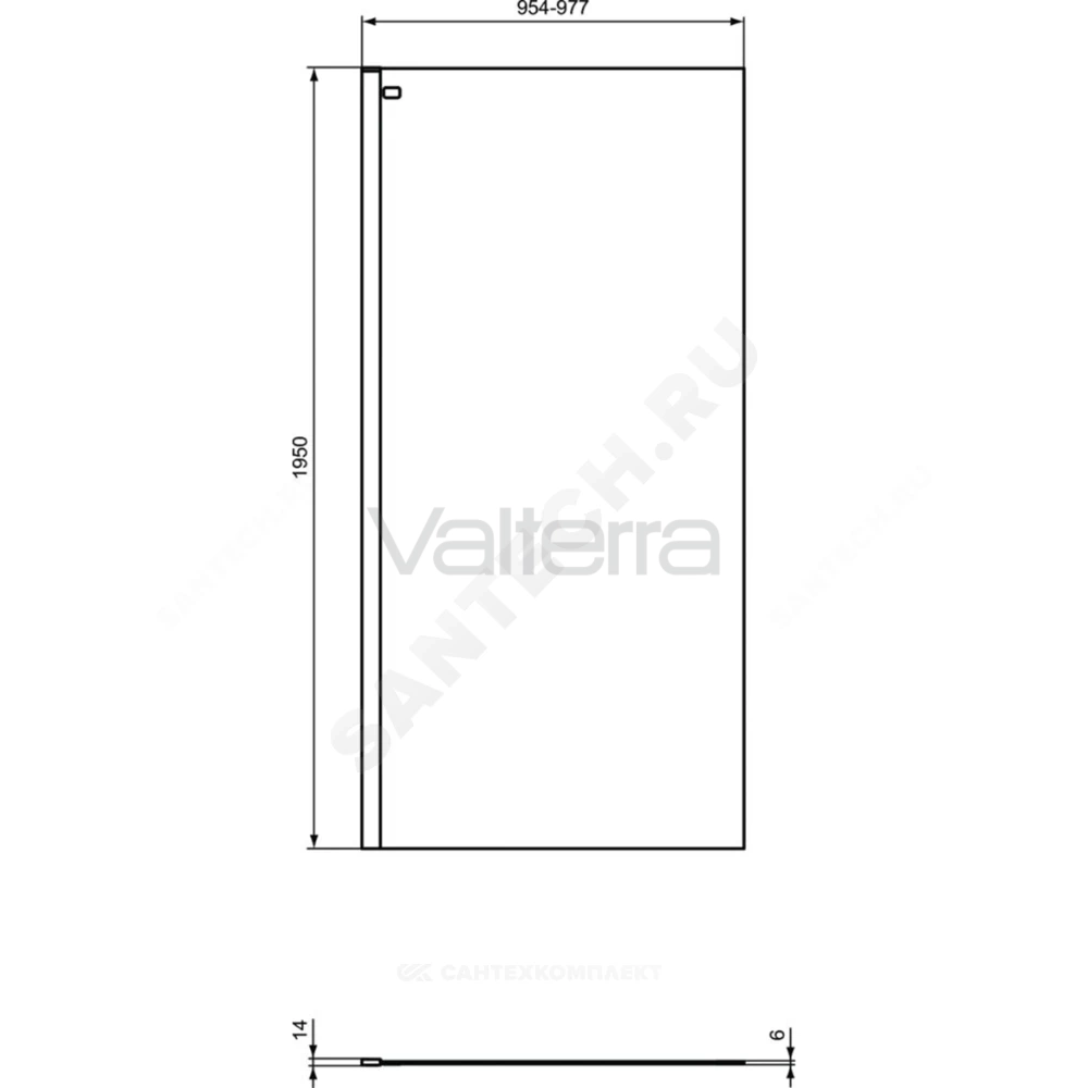 Стенка душевая алюминиевый профиль, черный матовый CONNECT 2 Wetroom panel Ideal Standard