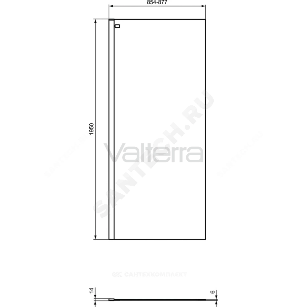 Стенка душевая алюминиевый профиль, черный матовый CONNECT 2 Wetroom panel Ideal Standard