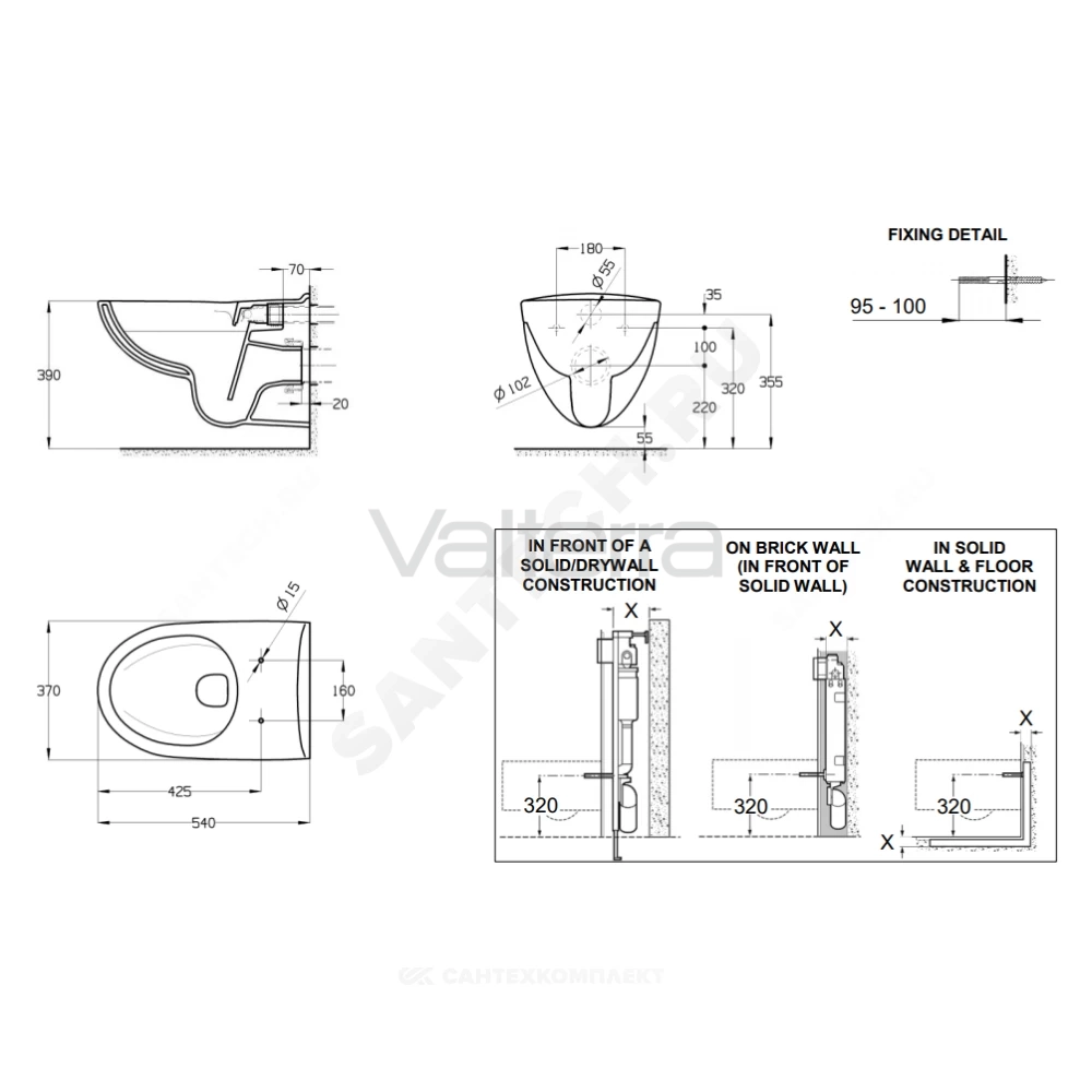 Унитаз подвесной горизонтальный выпуск Victoria 540 Rimless Roca