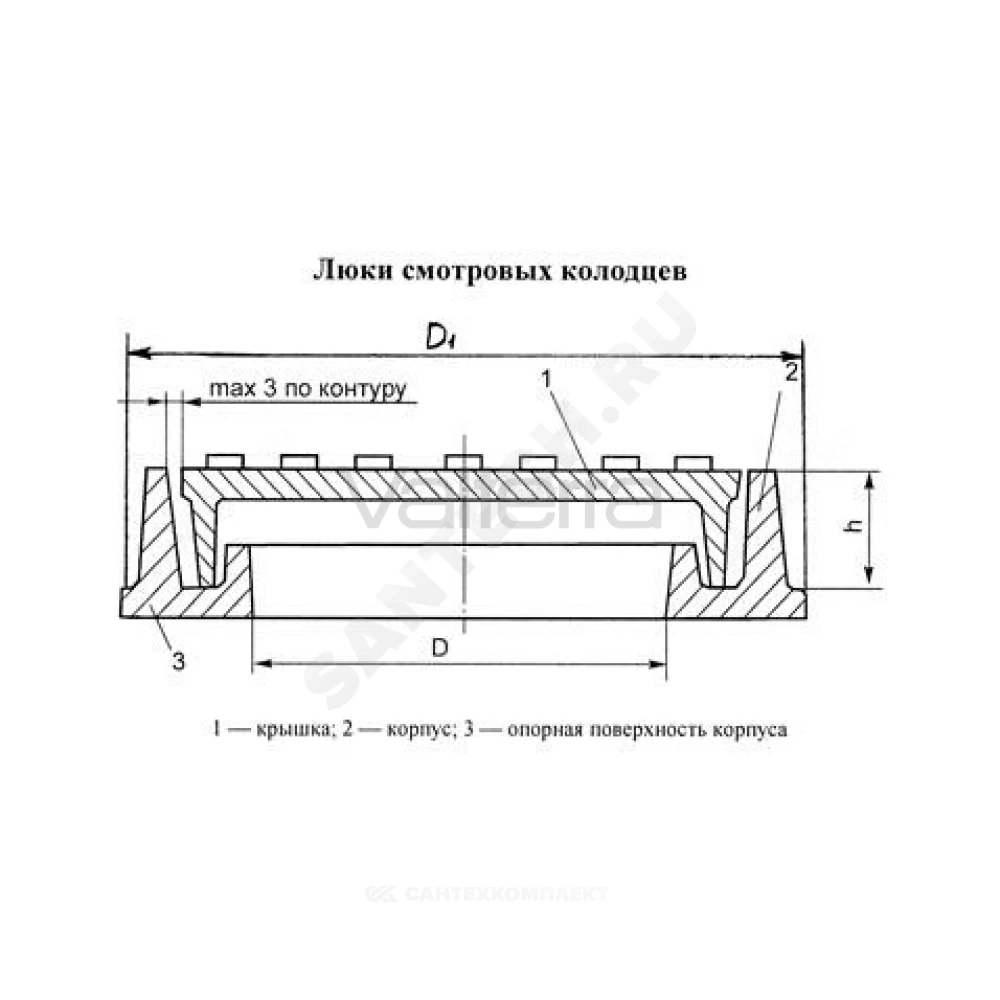 Люк полимер серый/черный (легкий) круглый Сантехкомплект