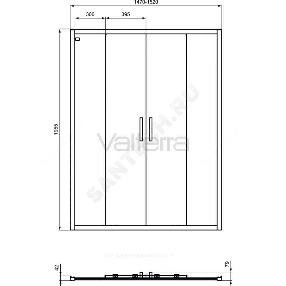 Дверь душевая алюминиевый профиль, белый CONNECT 2 Sliding door Ideal Standard