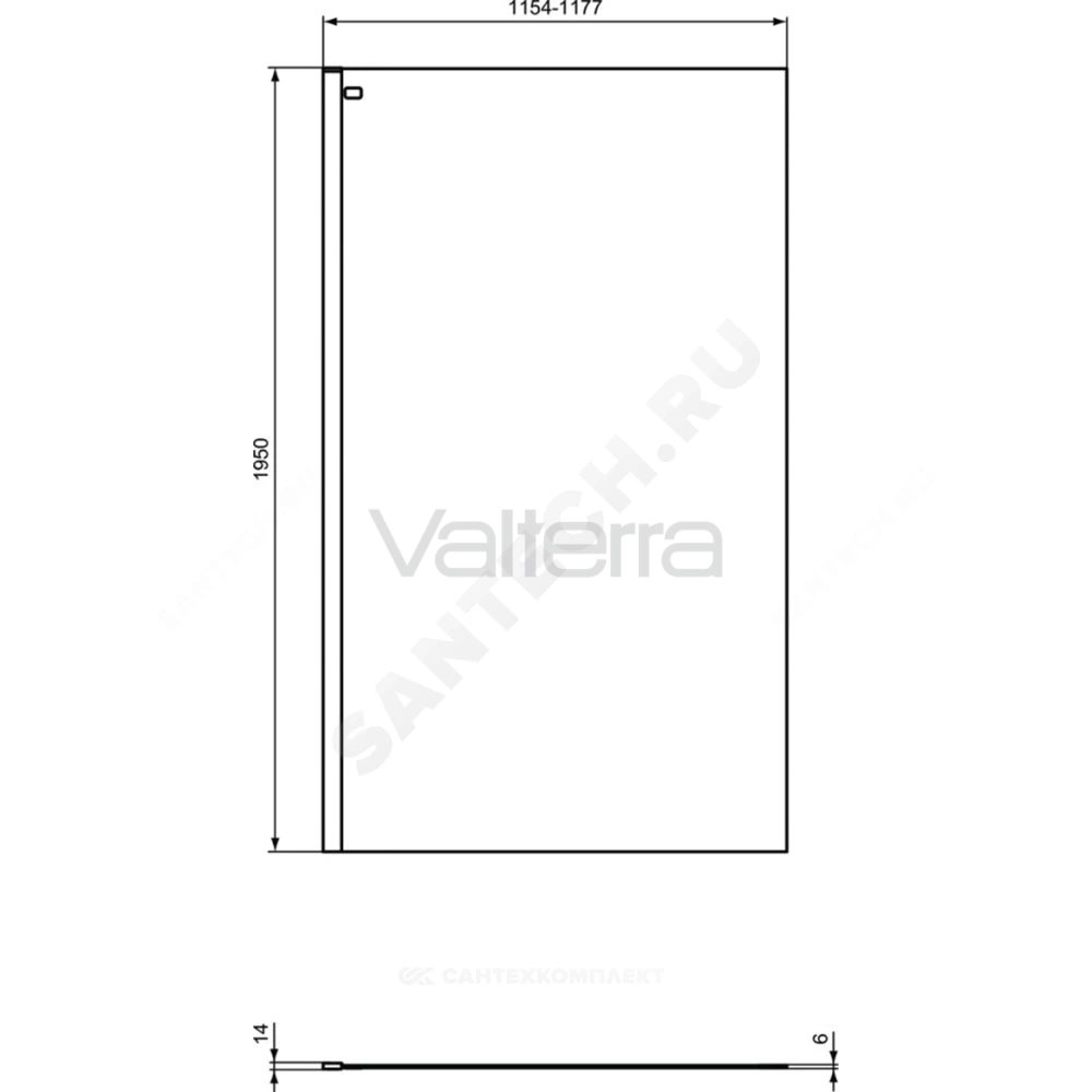 Стенка душевая алюминиевый профиль, черный матовый CONNECT 2 Wetroom panel Ideal Standard