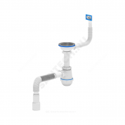 Сифон для кухонной мойки бутылочный с прямоугольным гибким переливом 3 1/2"x40 с гофрой 40х40/50 выпуск с нержавеющей решёткой D=115мм Ани Грот АНИ Пласт A0145SA15