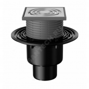 Трап для балконов и террас регулируемый с нержавеющей решёткой 125x125мм с подрамником из ПП вертикальный выпуск Fachmann