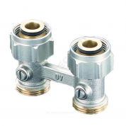 Узел нижнего подключения Multiflex F ZB двухтр Ру10 прямой под плоское уплотнение с переходниками евроконус-плоскость Oventrop