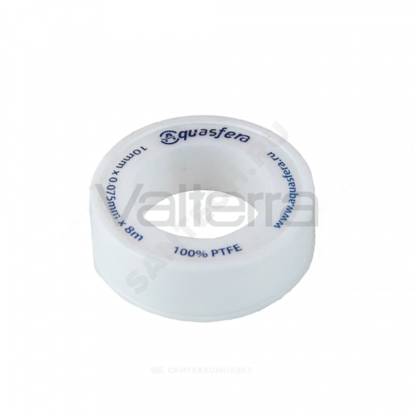 Лента ФУМ PTFE 6020 10ммх0,075ммх8м катушка среда: вода Aquasfera