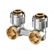 Узел нижнего подключения Multiflex F ZB двухтр Ру10 угловой под плоское уплотнение с переходниками евроконус-плоскость Oventrop