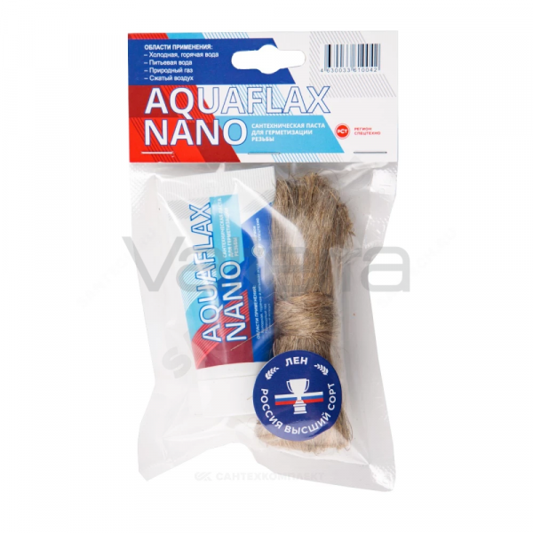 Набор для уплотнения резьбы лен (РФ) 15гр+паста 30гр AQUAFLAX NANO