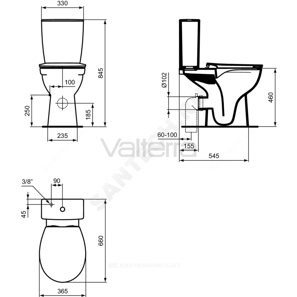Бачок для унитаза белый EUROVIT Ideal Standard
