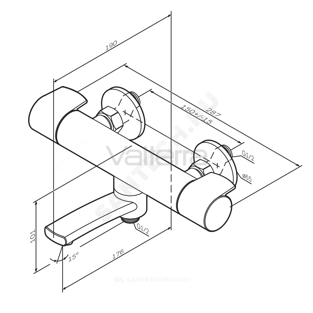 Смеситель для ванны термостат черный X-Joy AM.PM F85A50022