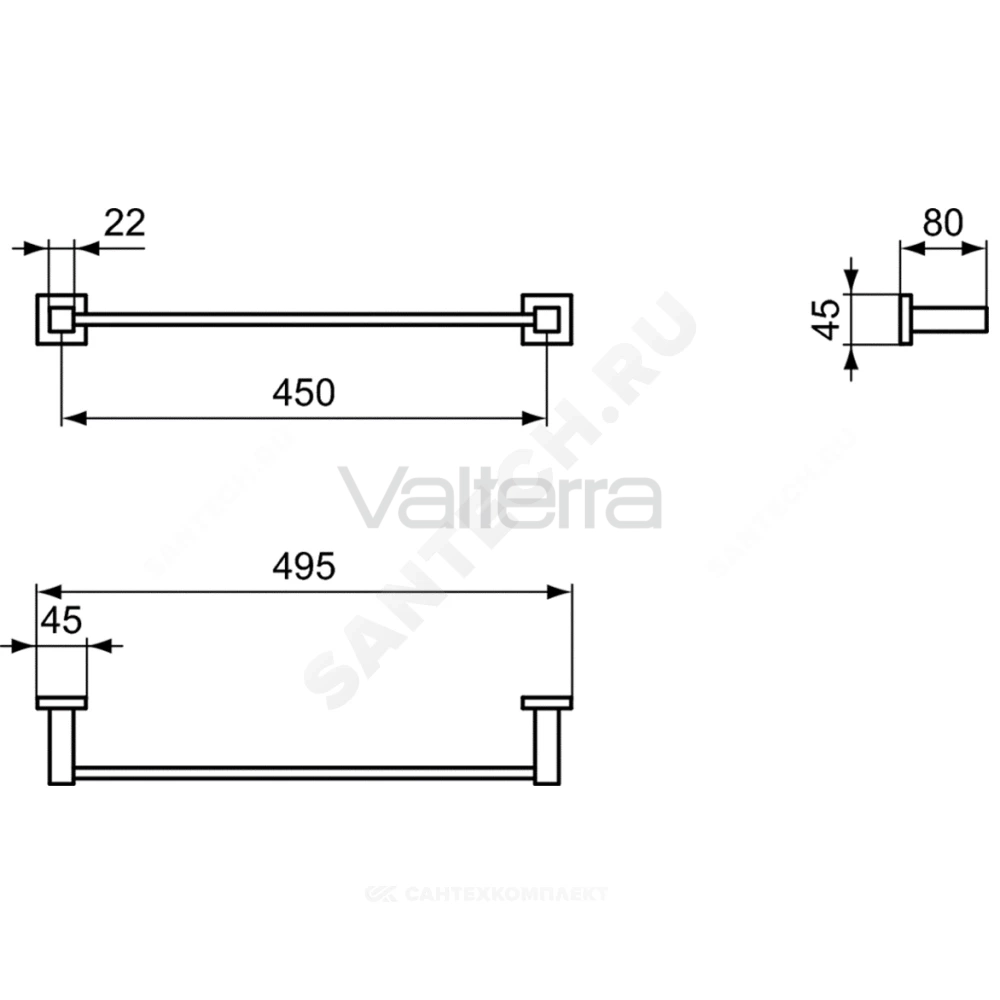 Полотенцедержатель IOM Square 45 Ideal Standard