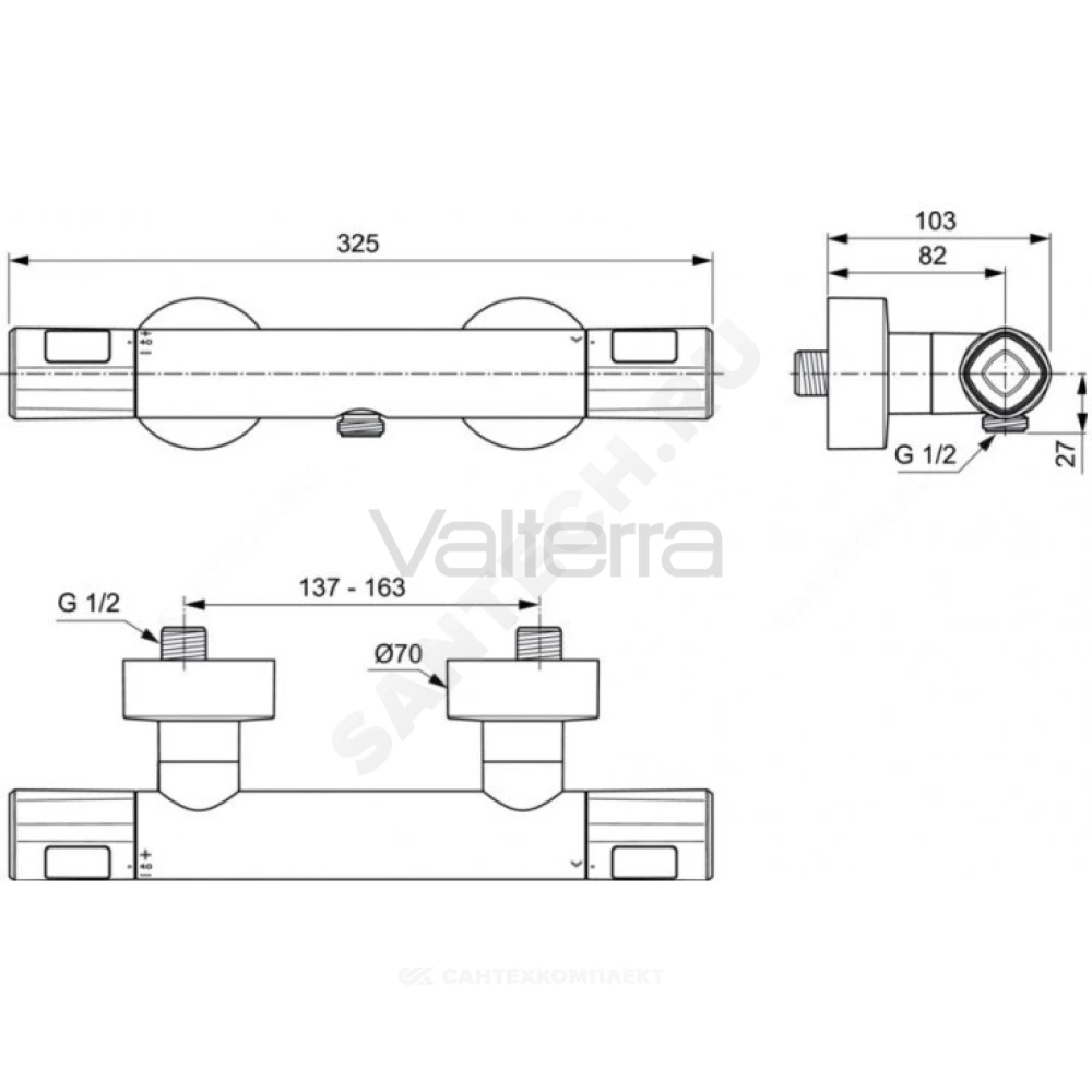 Смеситель для душа CERATHERM T100 термостат Ideal Standard
