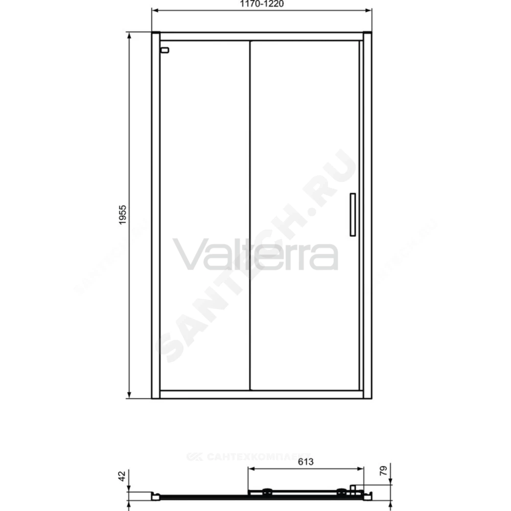 Дверь душевая алюминиевый профиль, черный матовый CONNECT 2 Sliding door Ideal Standard