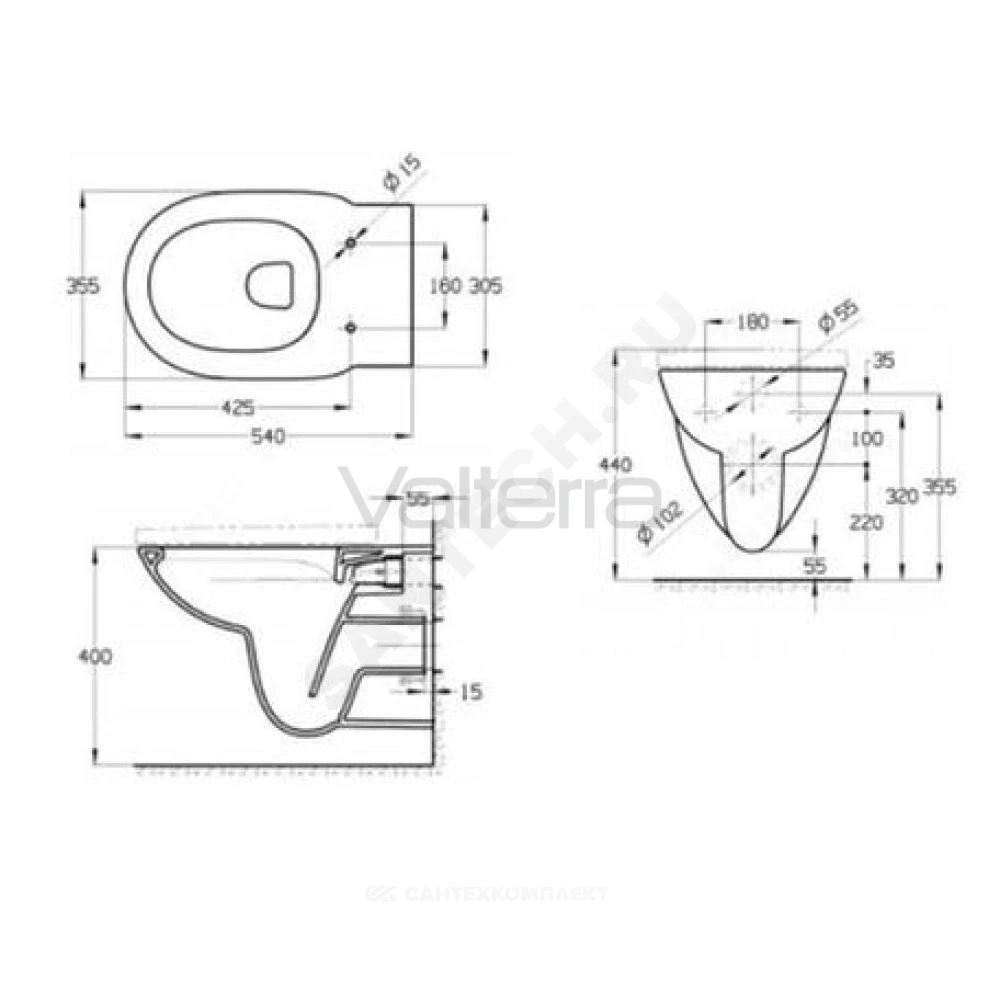 Унитаз подвесной белый горизонтальный выпуск Debba Round Rimless Roca