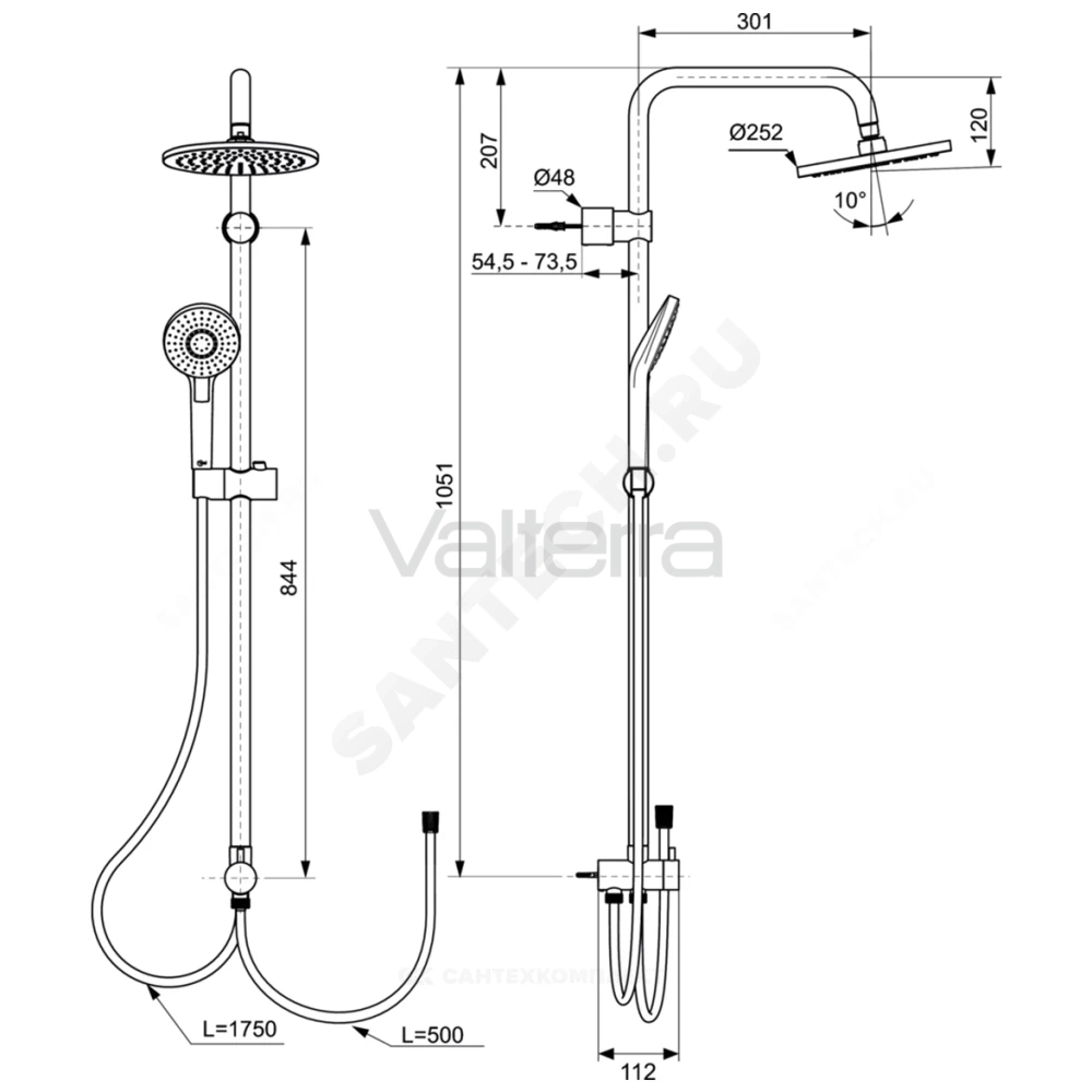 Система душевая IDEALRAIN ECO EVO без смесителя Ideal Standard
