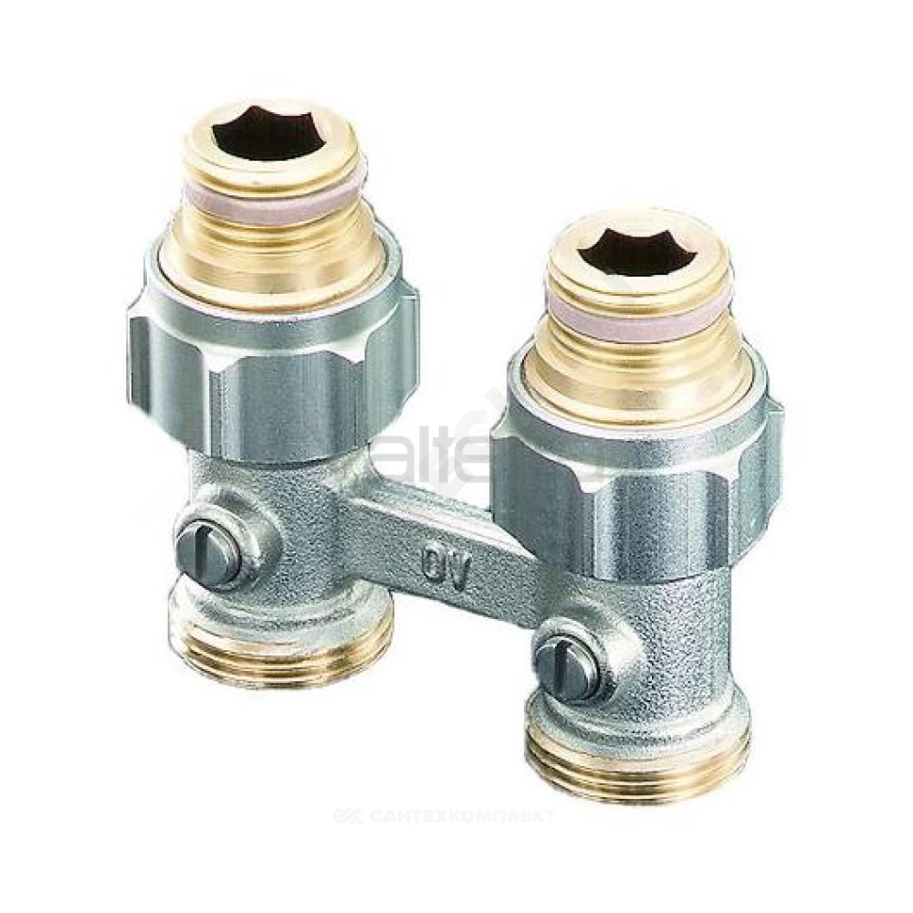 Узел нижнего подключения Multiflex F ZB двухтр Ру10 прямой под плоское уплотнение с ниппелями Oventrop