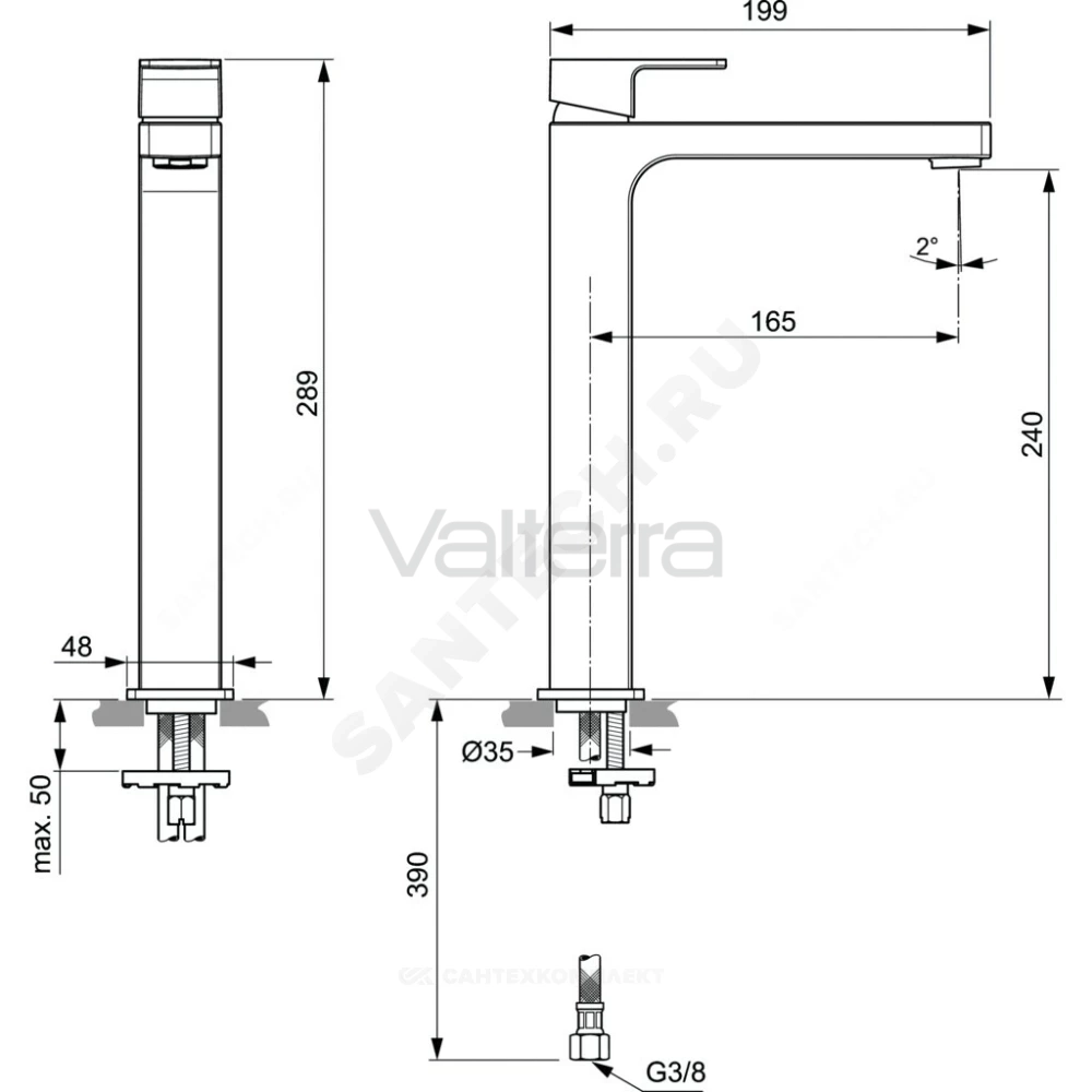 Смеситель для умывальника EDGE Vessel одноручный Ideal Standard