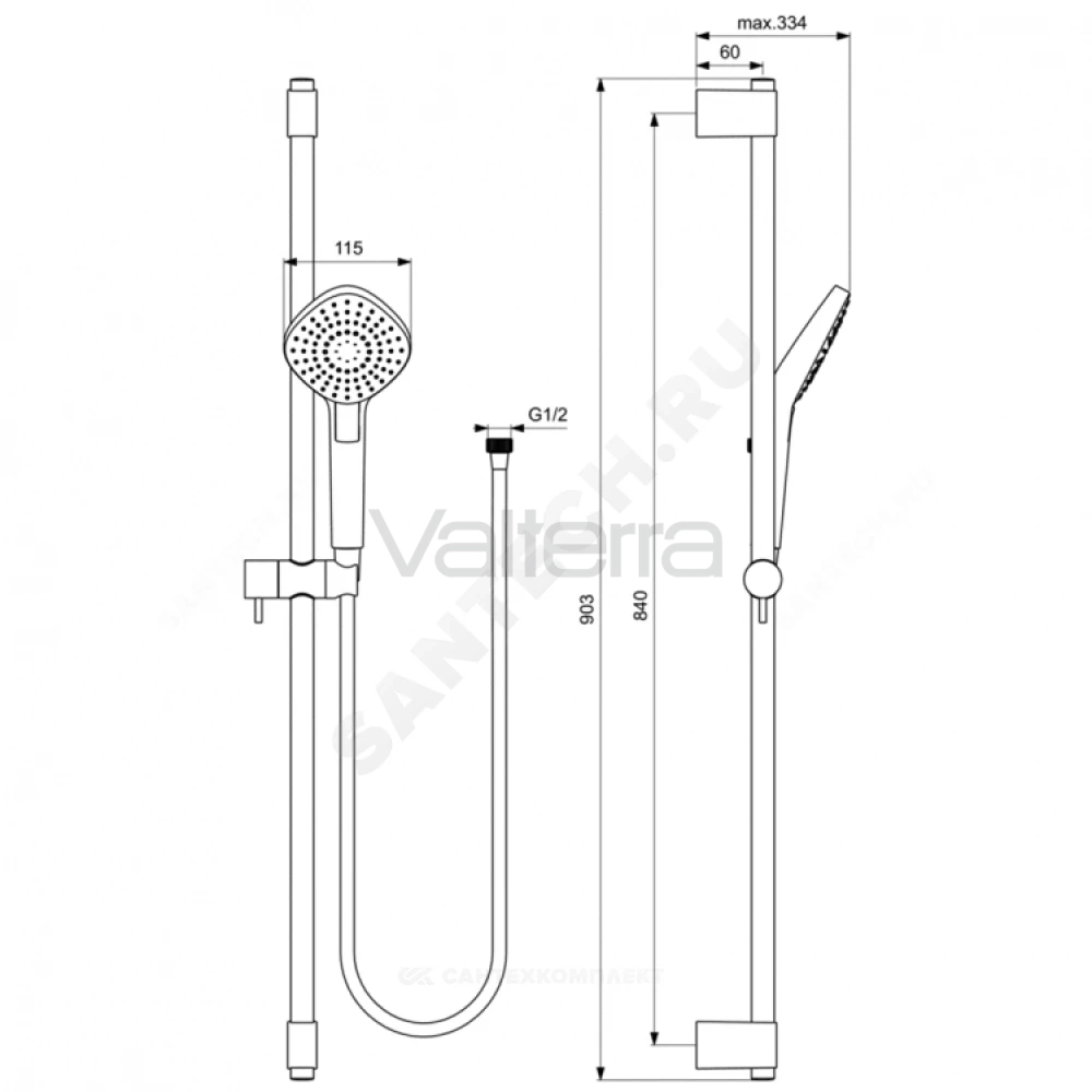 Гарнитур душевой IDEALRAIN EVO DIAMOND L3 Ideal Standard