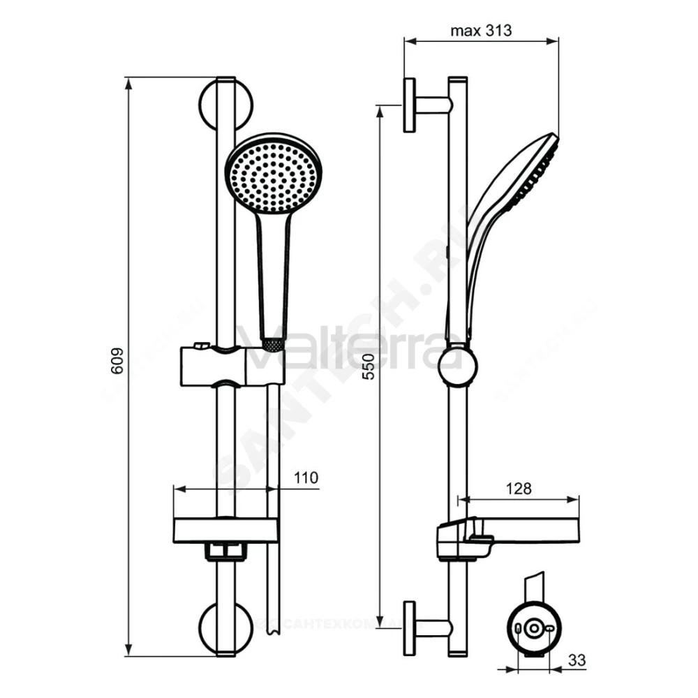 Гарнитур душевой IDEALRAIN SOFT M1 Ideal Standard