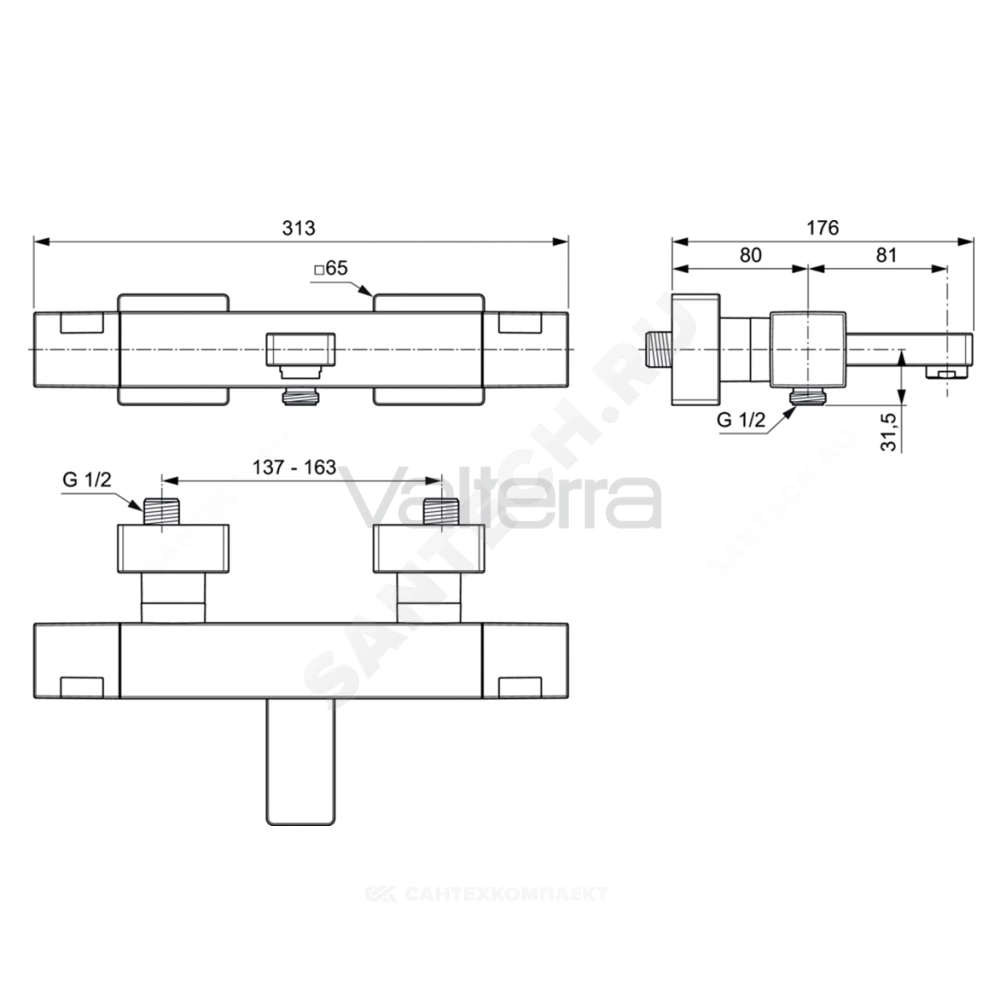 Смеситель для ванны с душем CERATHERM C100 термостат Ideal Standard