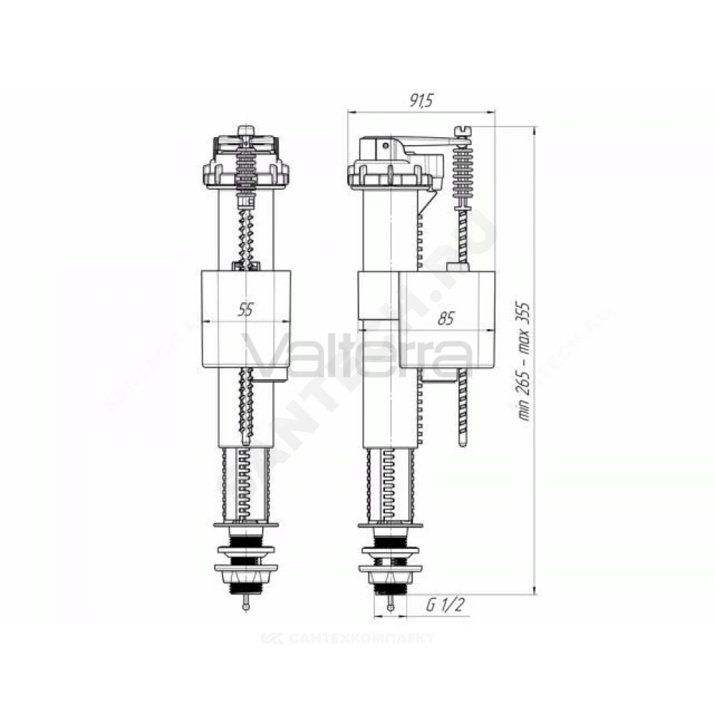 Арматура для бачка наливная нижнее подключение АНИ Пласт