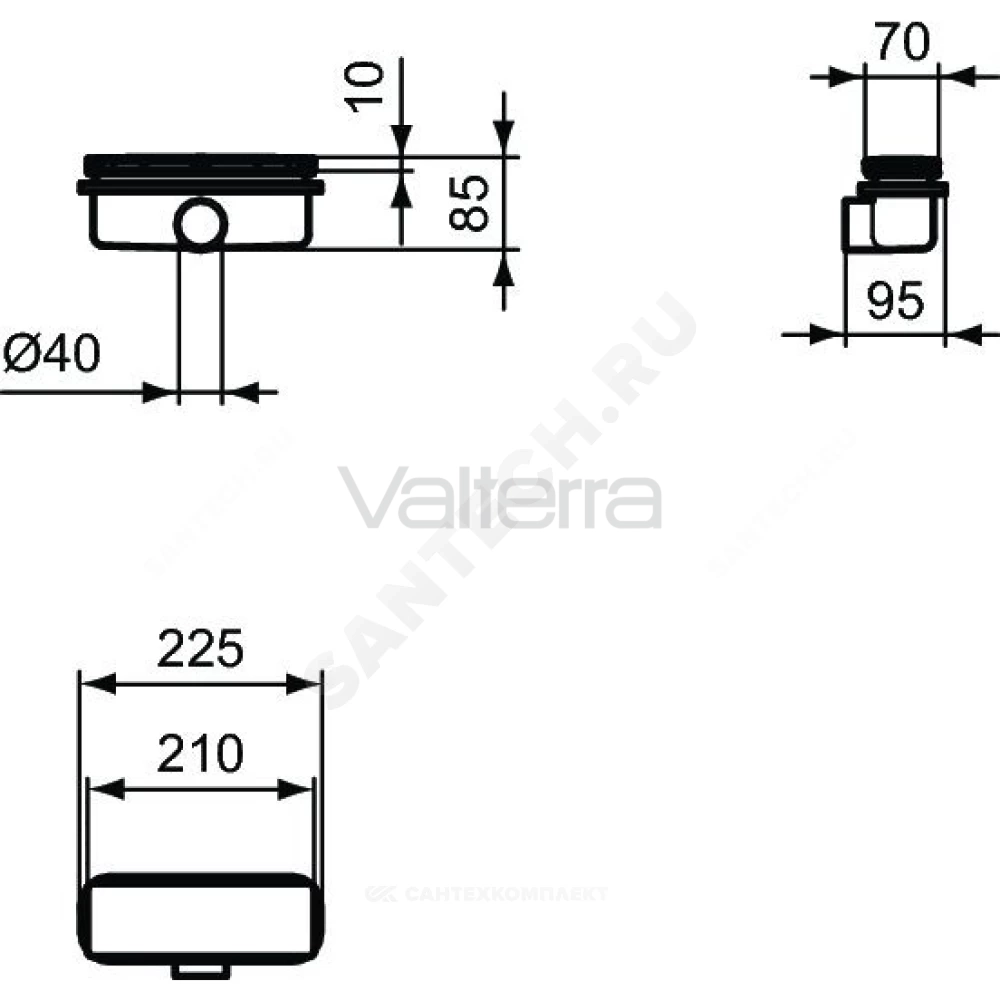 Сифон для поддона слив крышка, черная ULTRAFLAT NEW Ideal Standard