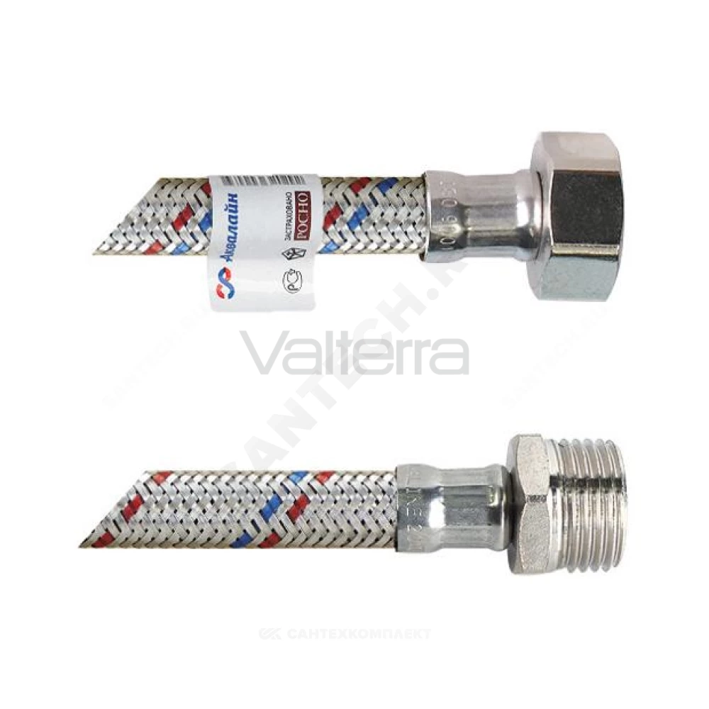 Подводка гибкая для воды нержавеющая оплетка 1/2" ш-г AQUALINE