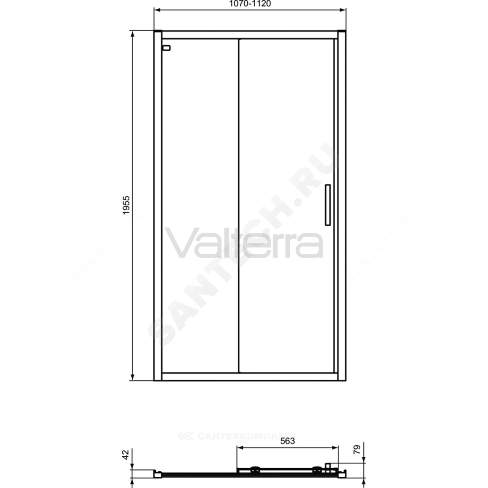 Дверь душевая алюминиевый профиль, черный матовый CONNECT 2 Sliding door Ideal Standard