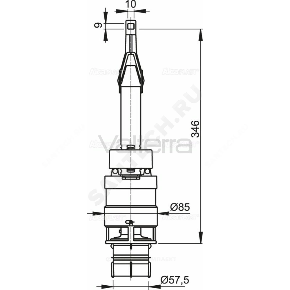 Клапан для инсталляции 1100, 1120, 1200 мм сливной Alca Plast