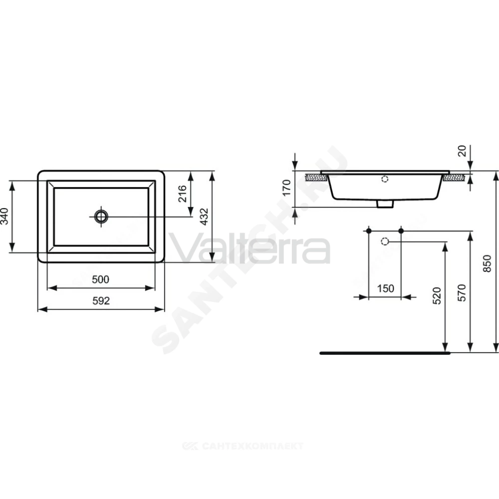 Умывальник мебельный STRADA 59 Ideal Standard