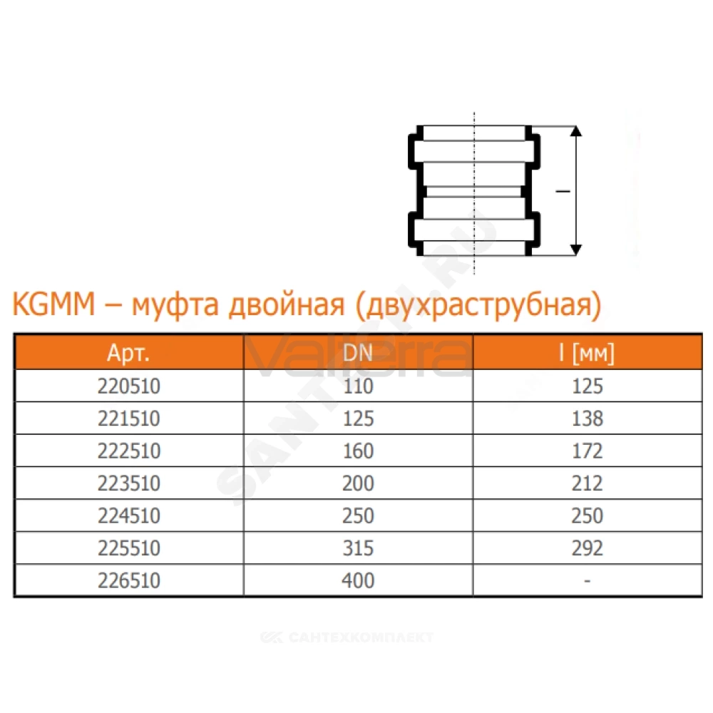 Муфта НПВХ двухраструбная коричневая соединительная KGMM Ostendorf