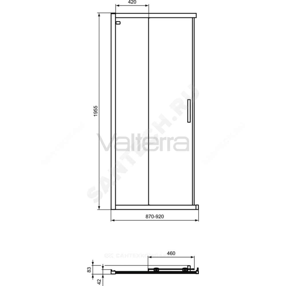 Дверь душевая алюминиевый профиль, белый CONNECT 2 Corner Square/Rectangular Ideal Standard