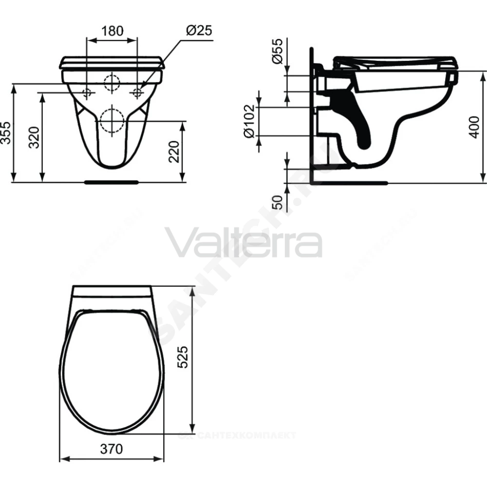 Унитаз подвесной горизонтальный выпуск SEVAFRESH Ideal Standard