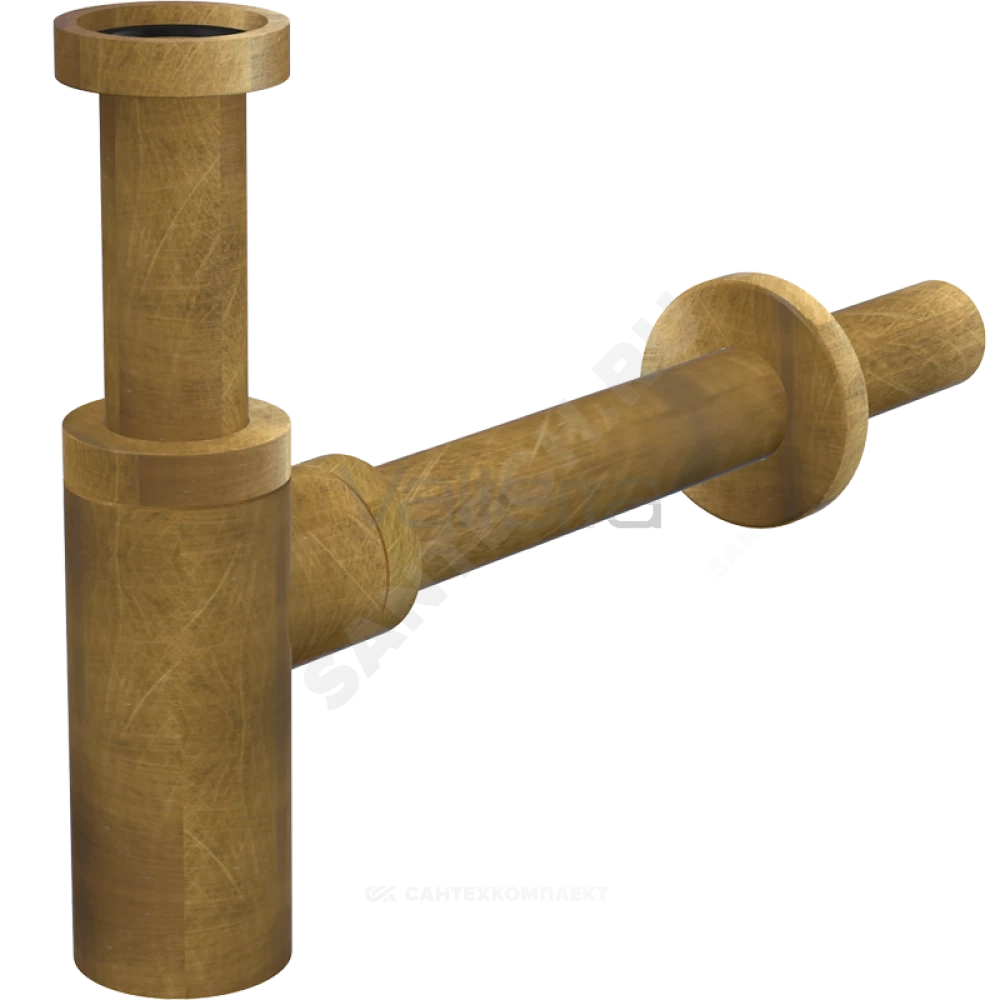 Сифон для умывальника бутылочный с прямой трубкой бронза без выпуска DESIGN Alca Plast