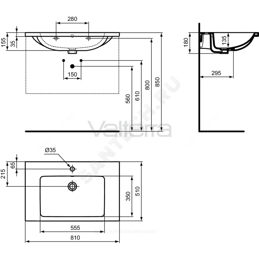 Умывальник мебельный i.life B Vanity 81 Ideal Standard