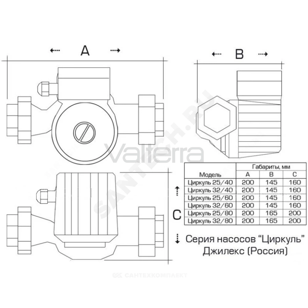 Насос циркуляционный с мокрым ротором Циркуль Джилекс