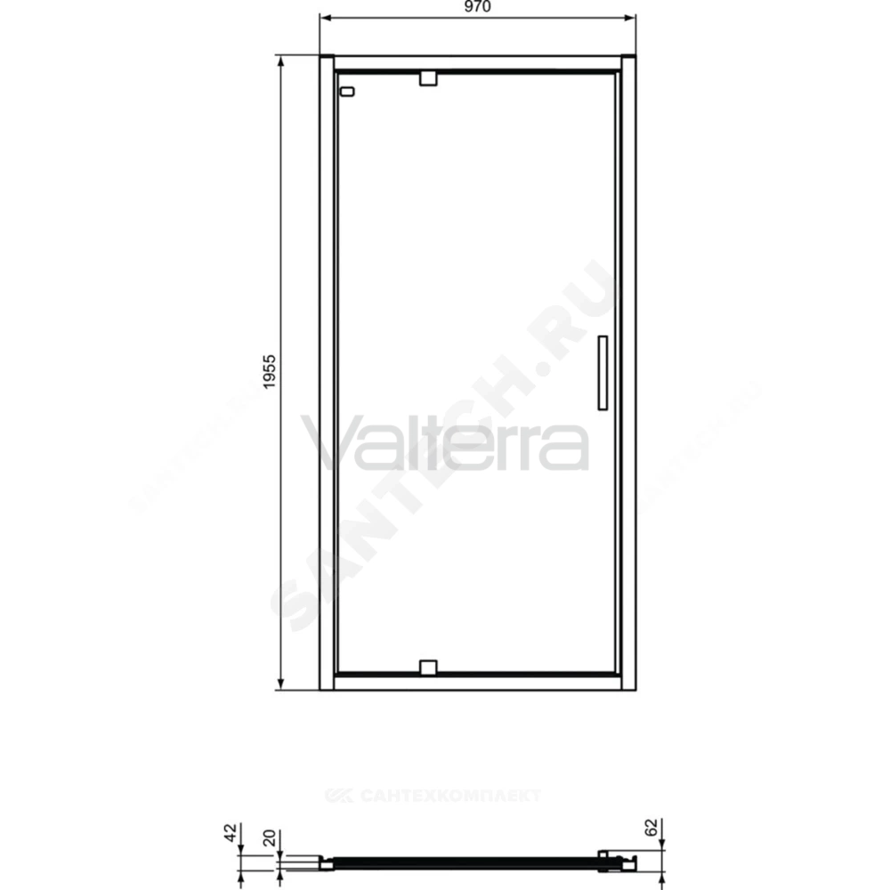 Дверь душевая CONNECT 2 PV Pivot Ideal Standard