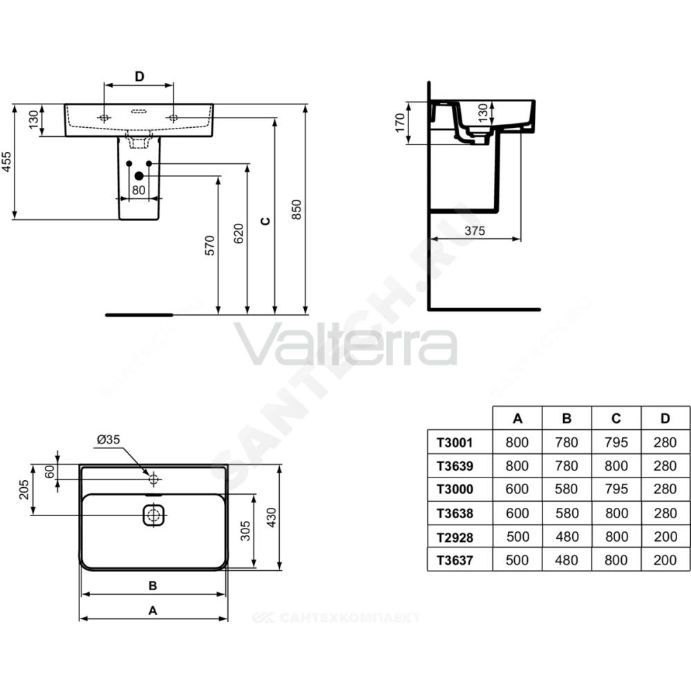 Умывальник подвесной STRADA II 60 Ideal Standard