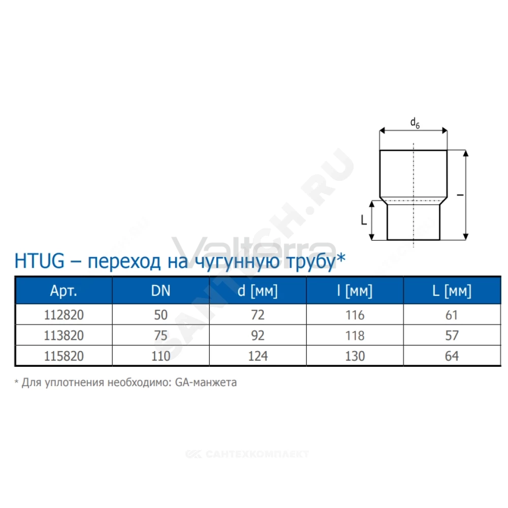 Переход на чугун серый PP-H HT HTUG Ostendorf