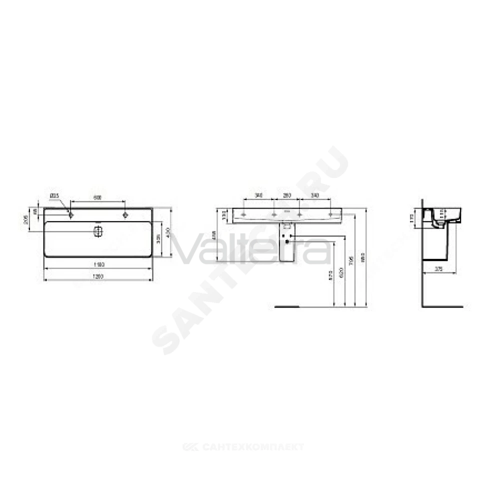 Умывальник подвесной STRADA II 120 Ideal Standard