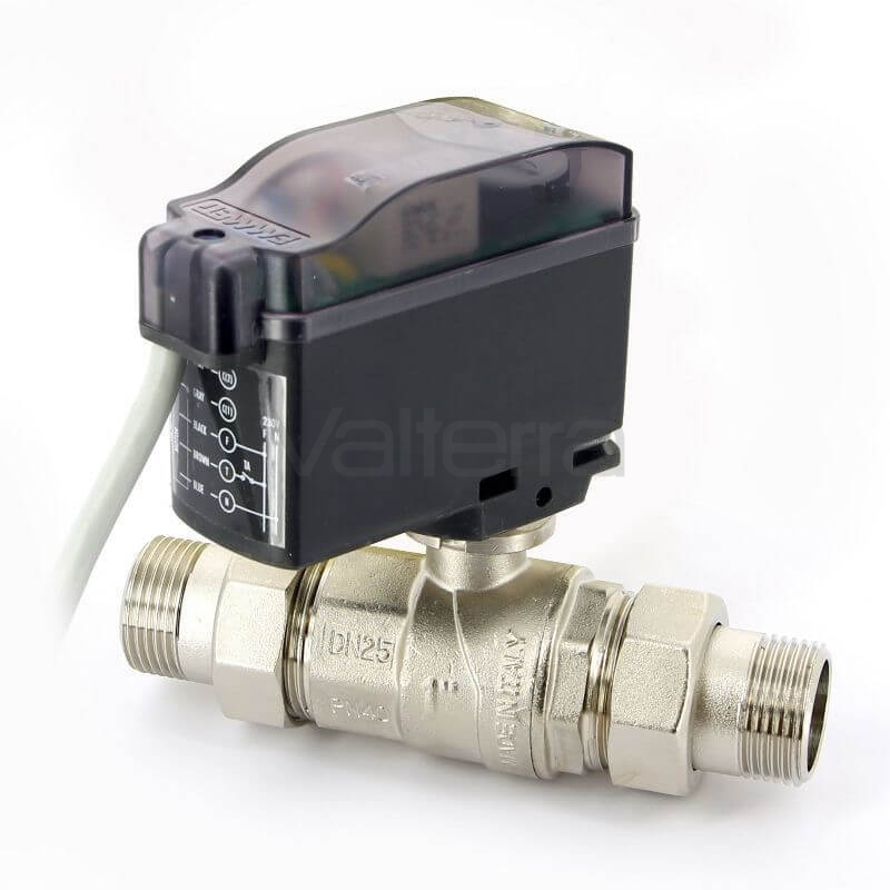 Шаровой латунный кран двухходовой Modulo Compact с электроприводом 220В, Ду 15-25 Ру16, Emmeti
