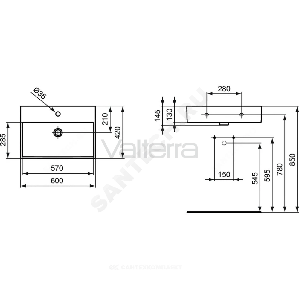 Умывальник подвесной STRADA 60 Ideal Standard