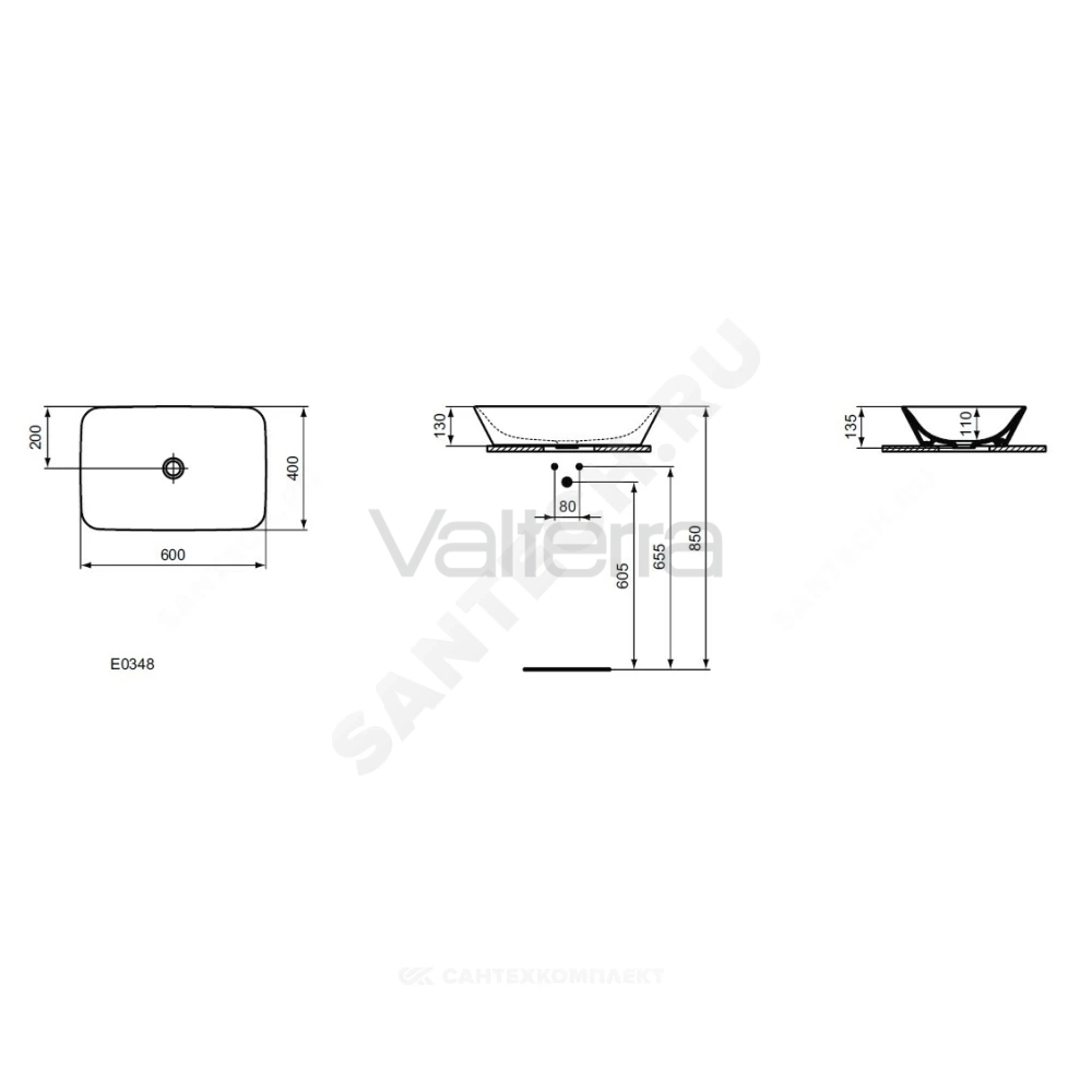 Умывальник мебельный CONNECT AIR 60 Ideal Standard