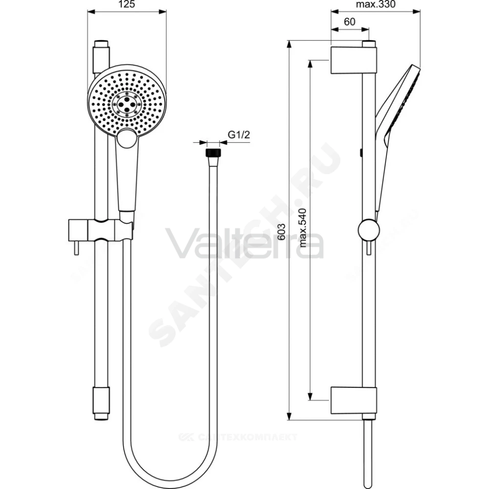 Гарнитур душевой IDEALRAIN EVO JET ROUND XL3 Ideal Standard