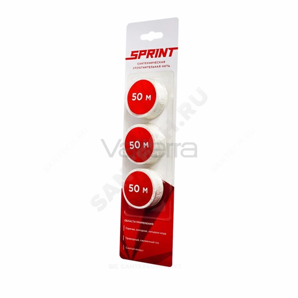 Нить уплотнительная набор катушек 3х50м (в блистере) среда: вода, газ SPRINT
