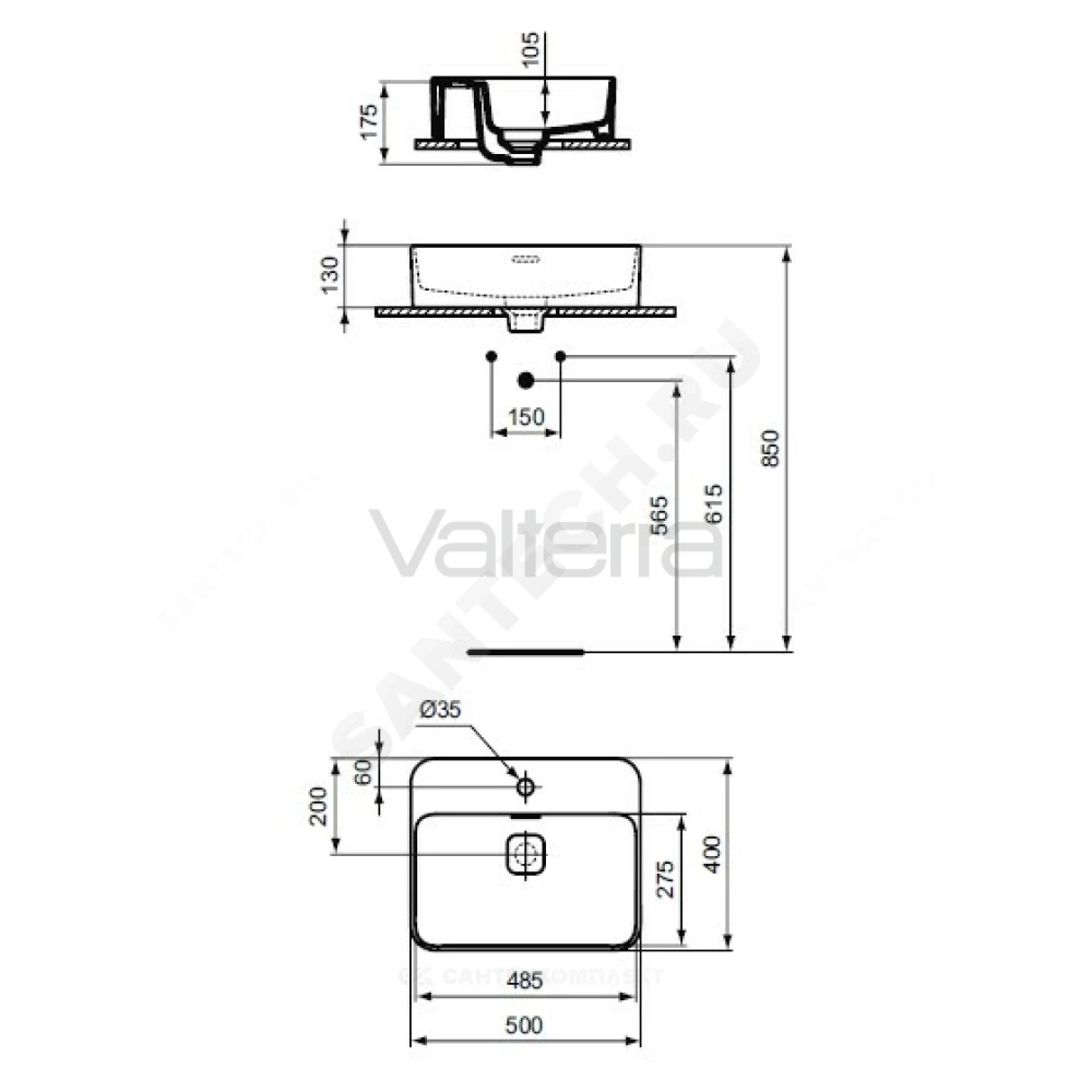 Умывальник мебельный STRADA II Vessel 50 Ideal Standard